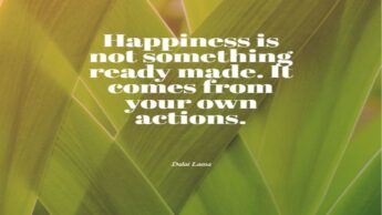 Happiness Is Not Something Readymade. It Comes With Your Own Actions
