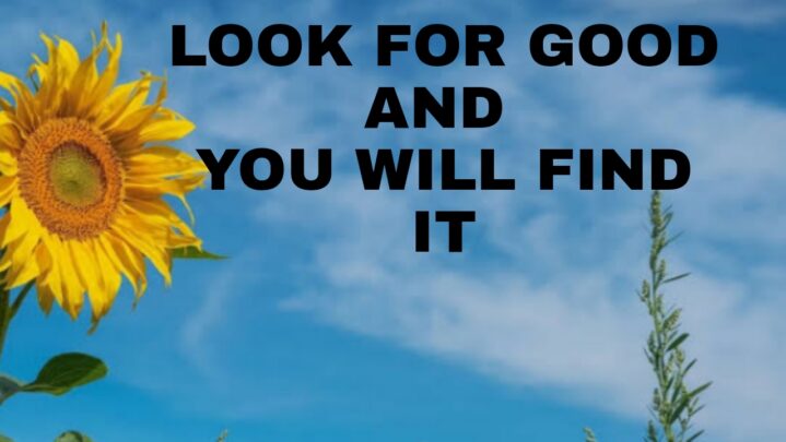 Must Read: Look For Good And You Will Find It